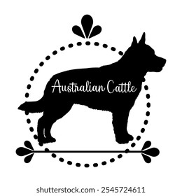 Silueta australiana del perro del ganado, perro, razas de perro, Vector, silueta, diseño del logotipo, animal, ilustración, icono, signo, negro, animal doméstico