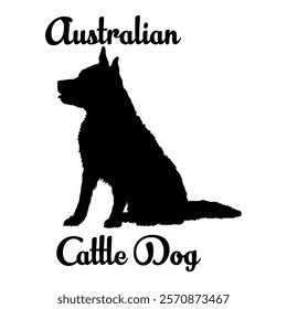 Australian Cattle  dog silhouette, dog breeds, logo, vector, silhouette,  animal, illustration, icon, sign, design, black, symbol, pet, love
