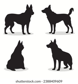 Siluetas e íconos de perro de ganado australiano. color negro plano simple elegante perro de ganado australiano vector e ilustración.