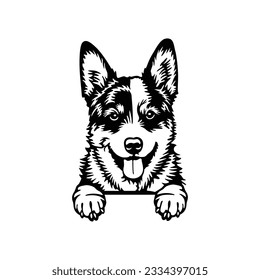 Australian Cattle Peeking Dog Vector, Peeking Dog Cut File, Cricut Laser