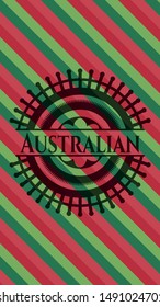 Australian Christmas Colors Style Badge. Vector Illustration. Detailed.