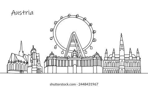 Australian cityscape. Tourist places drawn by line. Vector illustration for different uses. 