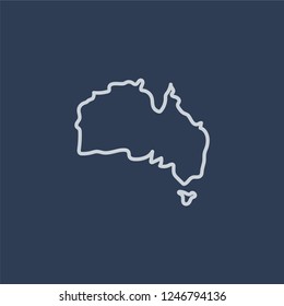 Australian continent icon. Australian continent linear design concept from Australia collection. Simple element vector illustration on dark blue background.