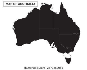 Australian Countries Geography Political map. Political map of country with capital, province or state capital, major cities and town.