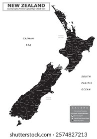 Australian Countries Geography Political map. Political map of country with capital, province or state capital, major cities and town.