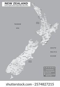 Australian Countries Geography Political map. Political map of country with capital, province or state capital, major cities and town.