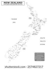 Australian Countries Geography Political map. Political map of country with capital, province or state capital, major cities and town.