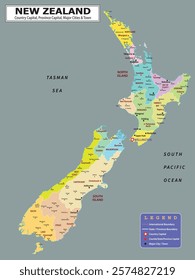 Australian Countries Geography Political map. Political map of country with capital, province or state capital, major cities and town.