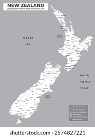 Australian Countries Geography Political map. Political map of country with capital, province or state capital, major cities and town.