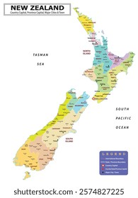 Australian Countries Geography Political map. Political map of country with capital, province or state capital, major cities and town.