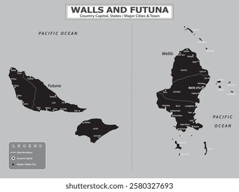 Australian Countries Geography Political map. Political map of country with capital, province or state capital, major cities and town.