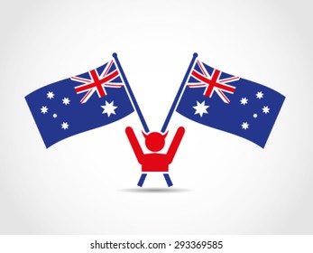 Australian Crossed Flags Emblem Evil Celebration