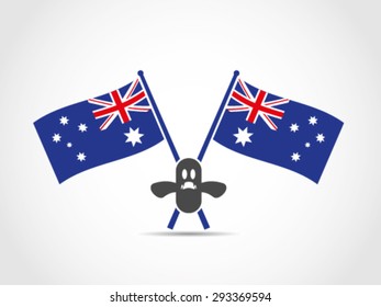 Australian Crossed Flags Emblem Halloween