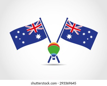 Australian Crossed Flags Emblem Hot Balloons