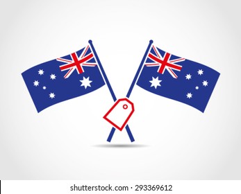 Australian Crossed Flags Emblem Label Tag