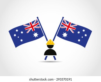 Australian Crossed Flags Emblem Labor