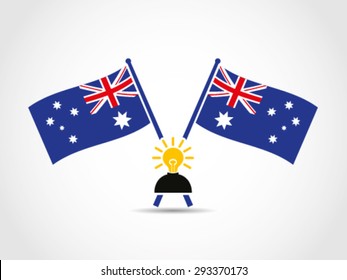 Australian Crossed Flags Emblem People Idea