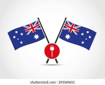 Australian Crossed Flags Emblem Plug Electricity