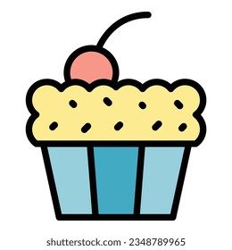 Australian cupcake icon outline vector. Cuisine dish. Pie fish color flat