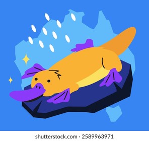 Australian cute platypus - modern colored vector illustration