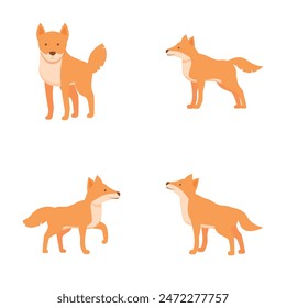 Australian dingo icons set cartoon vector. Australian wild dog dingo. Breed canine