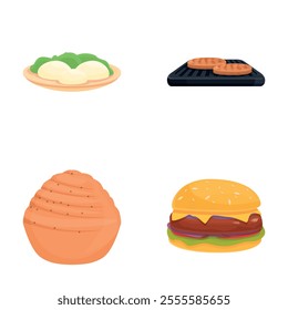 Australian dish icons set cartoon vector. Tasty australian food. Traditional cuisine