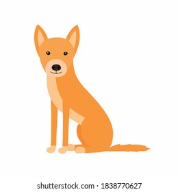 Australian dog Dingo sitting. Vector illustration isolated on white background.