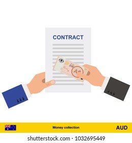 Australian dollar banknote. Contract concept vector illustration.