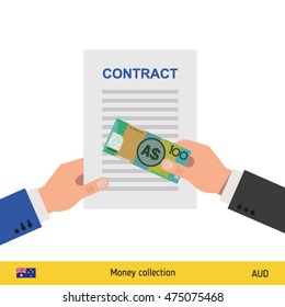 Australian Dollar banknote. Contract concept vector illustration.