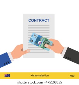 Australian Dollar banknote. Contract concept vector illustration.