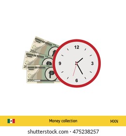 Australian Dollar banknote. Time is money concept vector illustration.