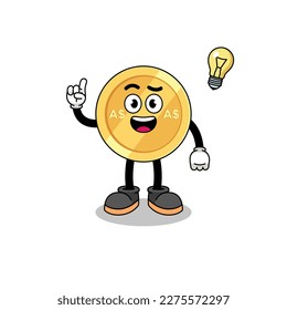 australian dollar cartoon with get an idea pose , character design