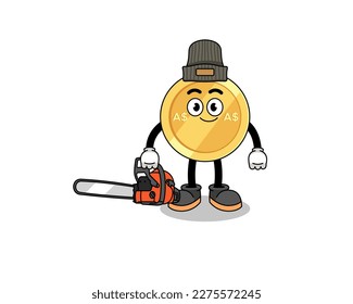 australian dollar illustration cartoon as a lumberjack , character design