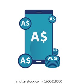 Australian Dollar Money mobile icon flat design