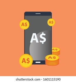 Australian Dollar Money mobile icon flat design