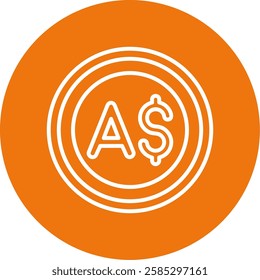 Australian Dollar Outline Circle Style Icon Design