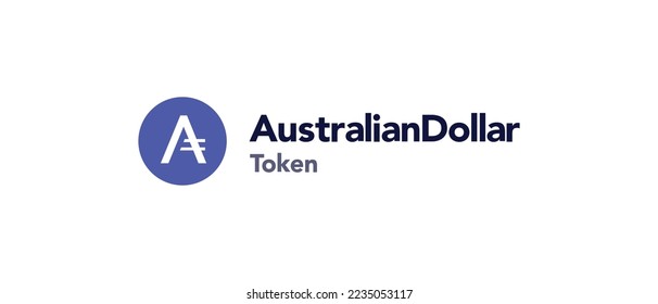 Australian Dollar Token cryptocurrency AUDT Token, Cryptocurrency logo on isolated background with text.
