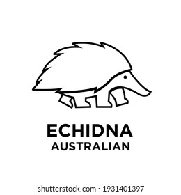  australian echidna vector black line logo icon illustration design isolated white background