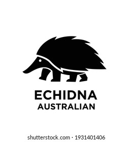  diseño del icono del logotipo de la silueta negra del vector del echidna australiano