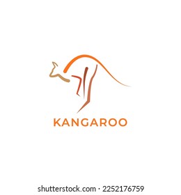 australian endemic animal kangaroo jump abstract logo design vector icon illustration template