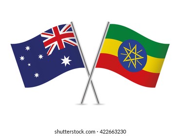 Australian and Ethiopian flags. Vector illustration.