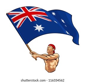 Australian Fan Waving Flag