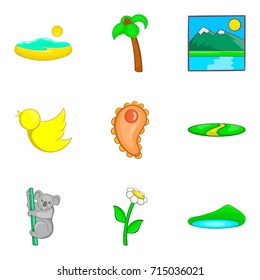 Australian fauna icons set. Cartoon set of 9 australian fauna vector icons for web isolated on white background