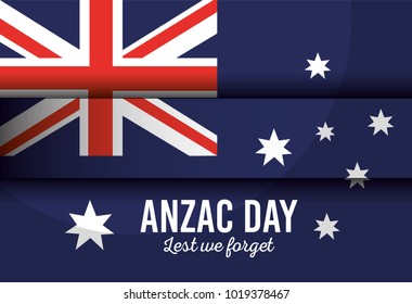 australian flag with anzac day lest we forget lettering celebration