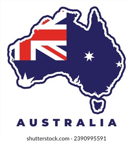 Bandera australiana con el logotipo de vectores de forma de Australia