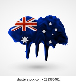 Australian flag Blot with paint streaks with the national colors. Independence Day. Banner Pennon Pennant Background Stock Vector Icon Image Picture Illustration Printed material Logo 