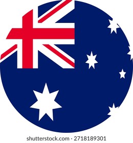 Bandeira australiana em círculo.