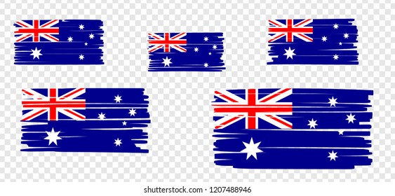 Australian Flag with colored hand drawn lines. Vector illustration