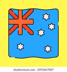 Australian Flag Flat design style, blue flag with Union Jack and stars, representing Australia, great for patriotic designs, travel content, and national celebration graphics.