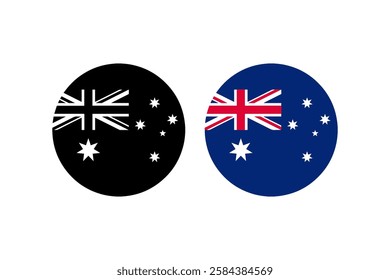 Australian Flag Icon in Black and Color vector